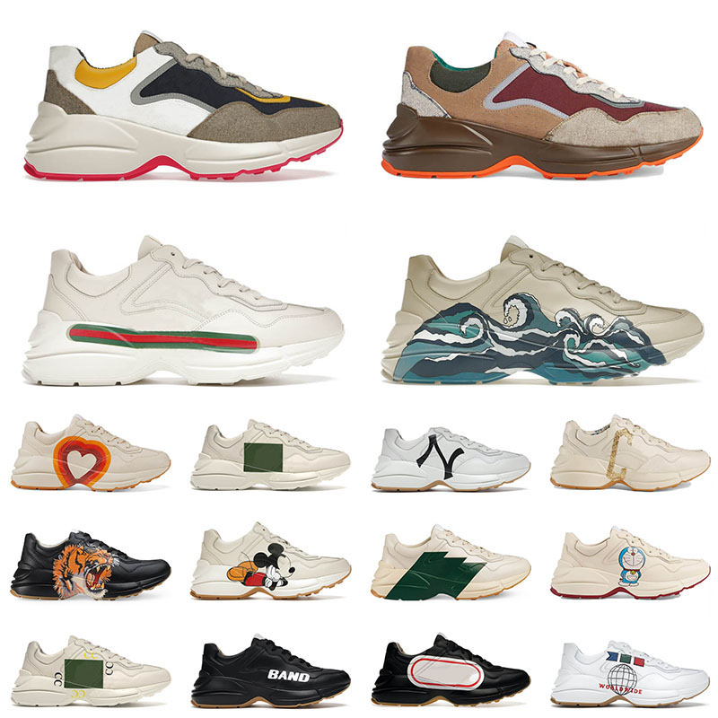 

With Box 2022 Top Quality Designer Rhyton Sneakers Shoes Mens Women Starwberry Vintage Multicolor Platform Casual Tennis Mouse Mouth Shoe 35-45, A1