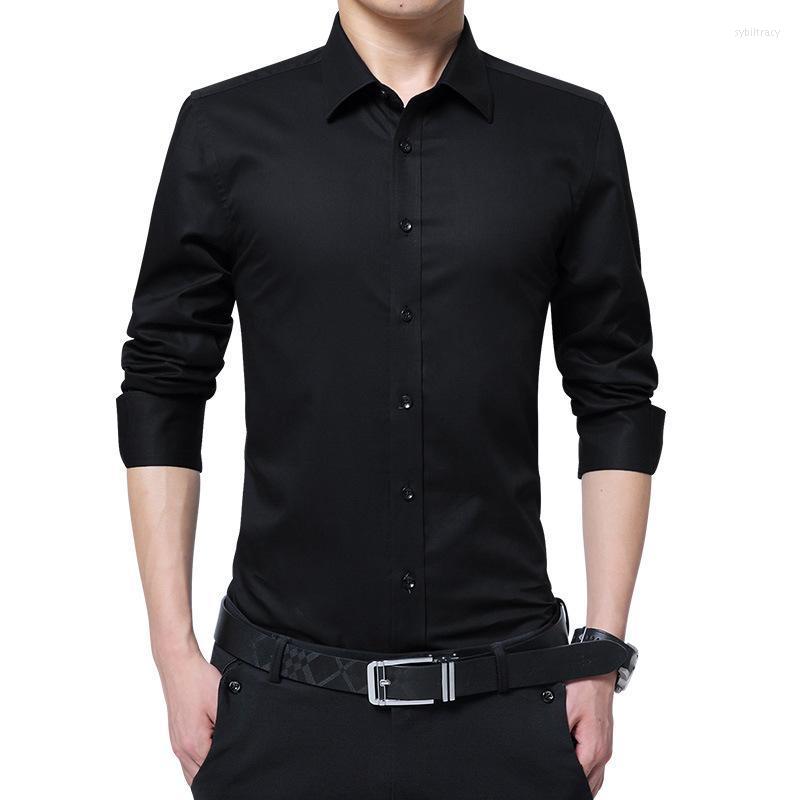 

Men's Dress Shirts Men Fashion Blouse Shirt Long Sleeve Business Social Solid Color Turn-neck Plus Size Work Brand Clothes S-8XLMen's Sybi22, Navy