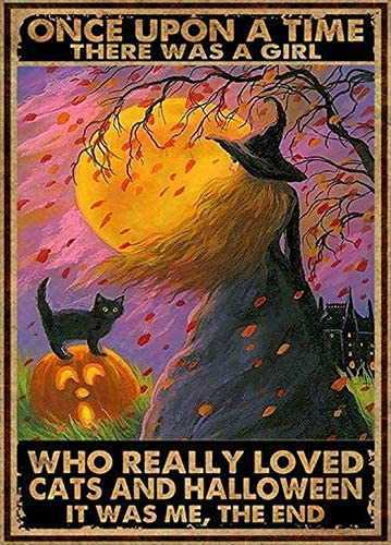 Vintage chats et halloween qui aimait vraiment le signe de l'étain de style rétro meunier barre de bière den de la peinture halloween peinture en