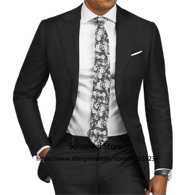 

Men's Suits & Blazers Summer Suit For Men Fashion Slim Fit 2 Piece Jacket Pants Set Formal Groom Wedding One Button Tuxedo Male Office Busin, Navy blue