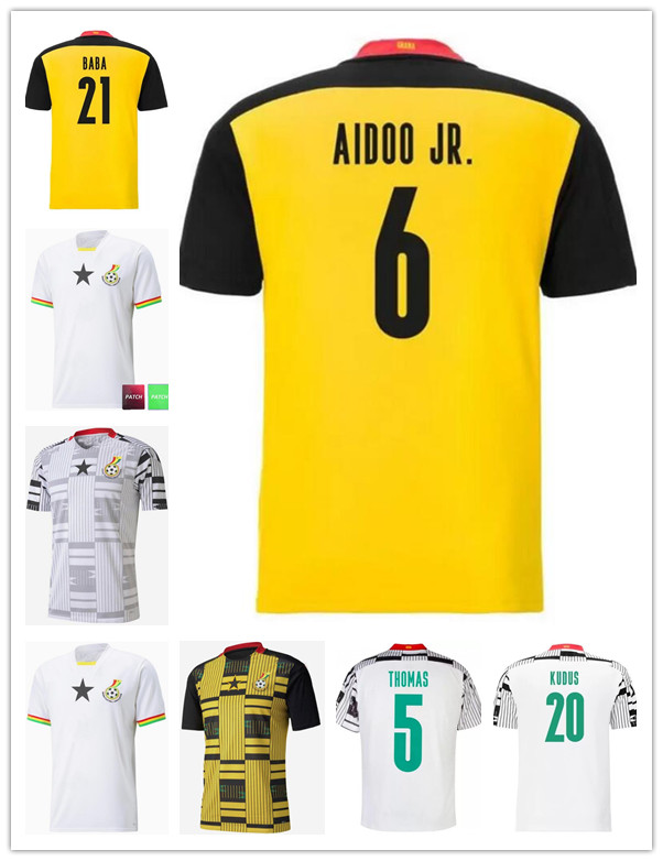 

22/23 Ghana THOMAS Soccer Jerseys 2022 SCHLUPP KUDUS J.AYEW AIDOO JR. Ayew Afena Amartey Djiku Caleb Ekuban Samuel Owusu Home Away yellow Football shirt