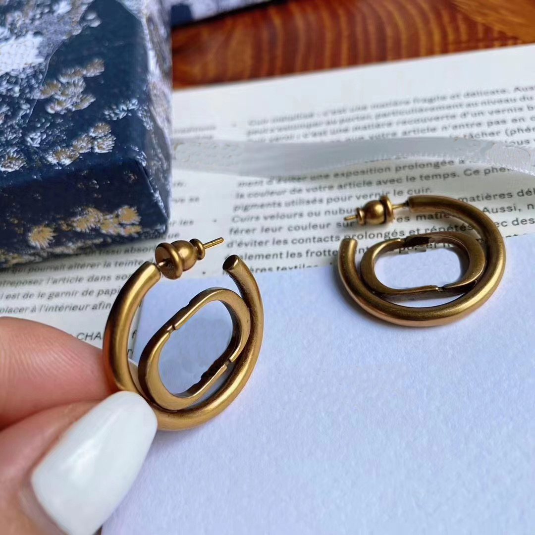 

Designer Jewelry Luxury Women's Earring Classic Hoop Earrings Fashion Style Ear Brand Earrings Women Girls Christmas Gifts Real Gold Plated for Color Preservation