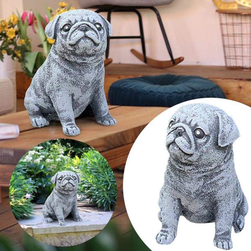 

Garden Decorations Cute Pug Dog Statue Puppy Sculpture Imitation Stone Resin Crafts Ornaments Backyard Decor Outdoor Patio DecorationGarden