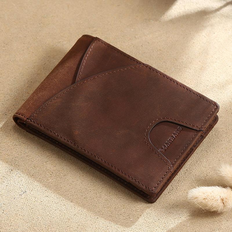 

Wallets ManBang 2022 Mini Men's Wallet 100%genuine Leather RFID Anti Theft Business Card Holder Top Cowhide Purse ManWallets, Brown