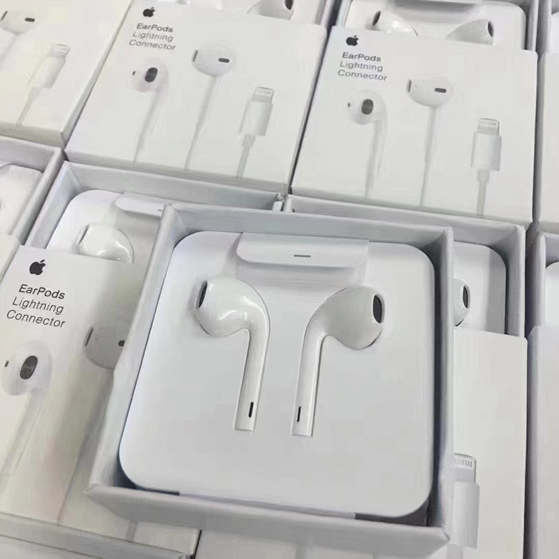 

OEM 1;1 In-Ear earphones Lightning Wired earpods for iphone 7 8 x 11 12 13 pro Max stereo headphone with plus protein-box micro remote control headset With Logo, White