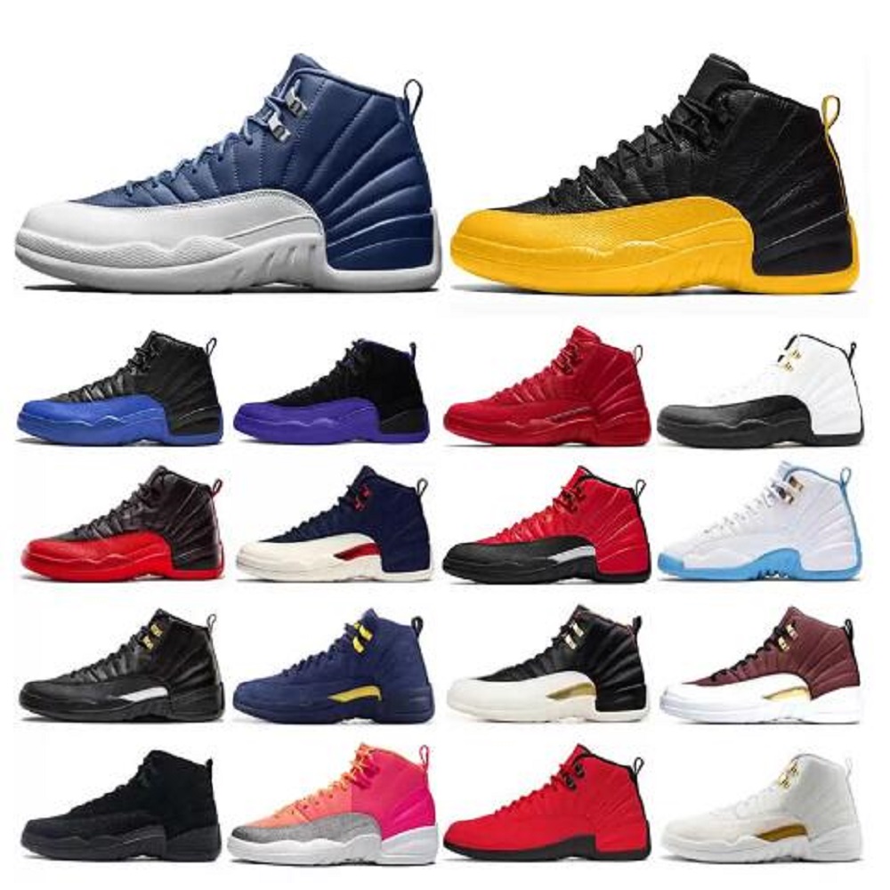 

Man 12 12s Mens Basketball shoes REVERSE FLU GAME INDIGO Gym Red FIBA Hot Punch TAXI university gold Men Sports Trainers Sneakers shoes, # 16