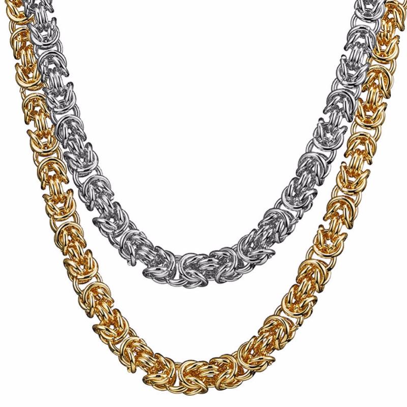 

Chains Granny Chic Heavy Byzantine Box Necklace For Men Silver Gold Color Mens Necklaces Stainless Steel Jewelry 6/8/10mmChains