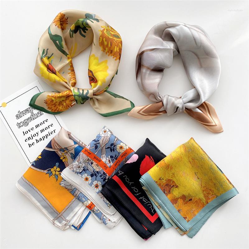 

Scarves 100% Mulberry Silk Square Scarf Women Luxury Shawl Print Neck Tie Female Hair Hand Band Wrist Bandana Headkerchief FJ694Scarves