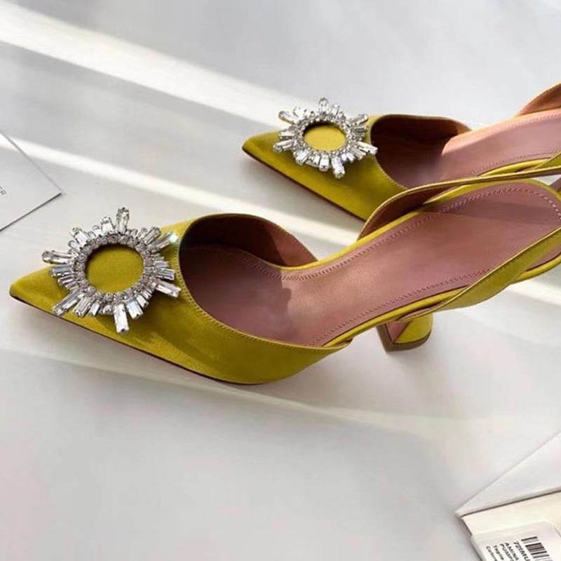 

Sandals 2022 Women's Shoes Slingback Diamond Buckle Fashion High Heels Strap Sunflower Jewelry Zapatos Mujer, Purple