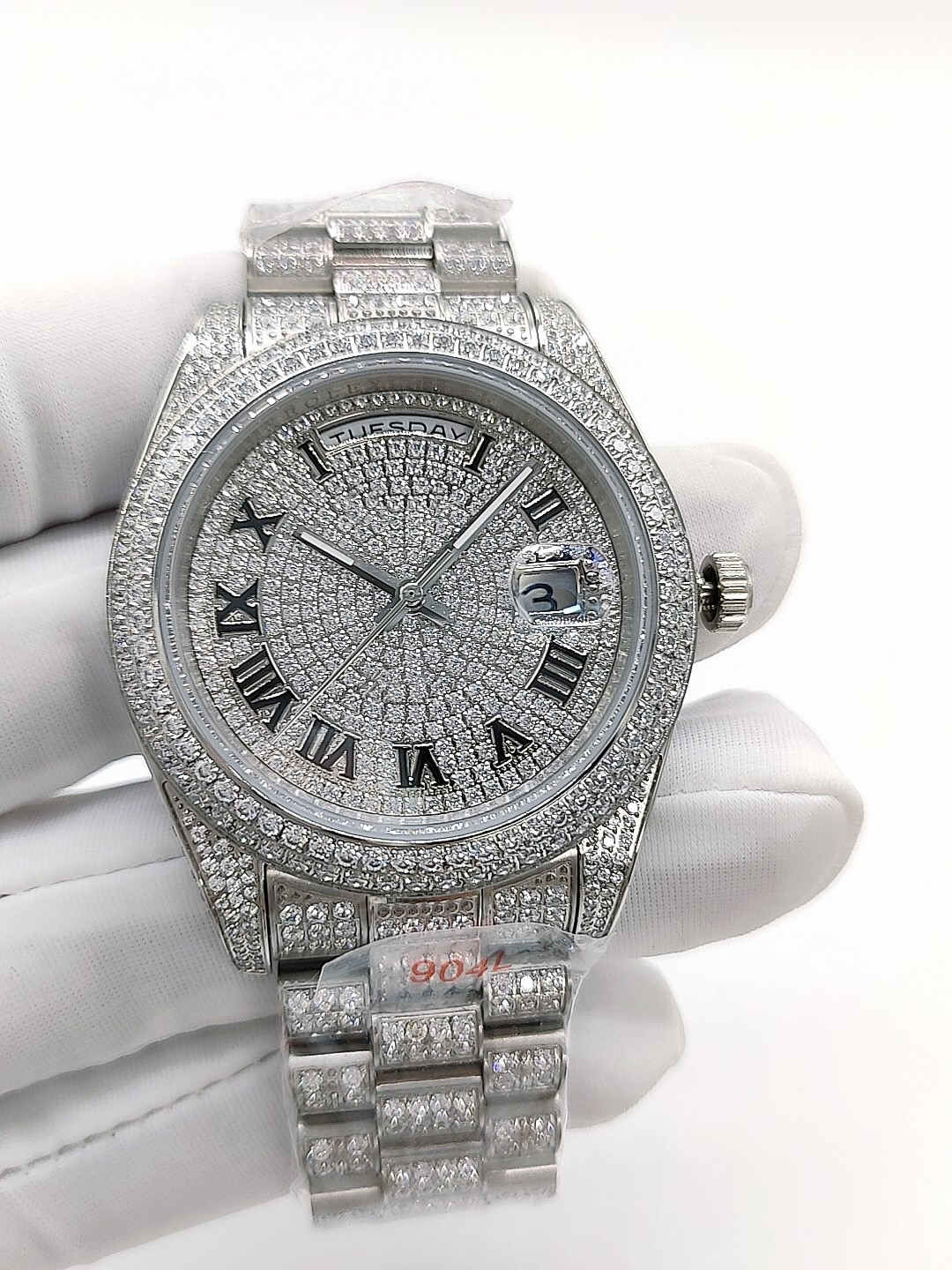 

Top Quality Watches Full Diamond Iced Out Mens Automatic Mechanical Wristwatches 41mm Stainless Steel Strap Men Wristwatch Fashion Sports Designer Man Watches, Waterproof