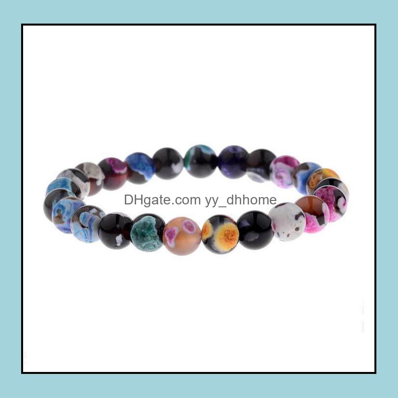 

Beaded Strands Bracelets Jewelry Natural Volcanic Stone 8Mm Women Beaded Colorf 7 Chakra Yoga Nce Beads Buddha Prayer Elastic Bracelet Fash