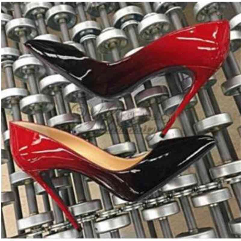 Chaussures robe robe brevet talons en cuir femme chaussures de mariage pointues talons fins femme sexy femme rouges sels seme élevé 35-44 0zcf 0v