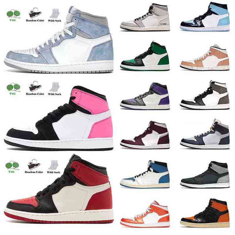 

High Tops 1 1s Outdoor Shoes Jumpman Brotherhood Mid White Shadow Bred Patent Pine Green Top 3 Womens Mens Sneakers Sports Trainers With, 44