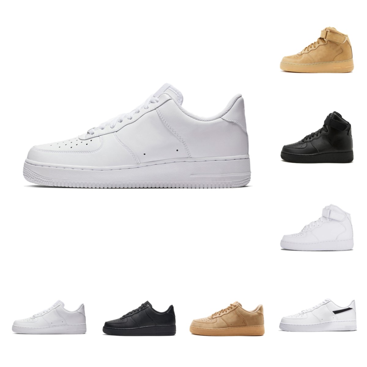 Qualité 2022 NewForces Men Low Skateboard Shoes Discing One Unisexe 1 07 Tricot Euro Airs Wheat Femmes All White Black Designers Outdoor Sports Sneakers