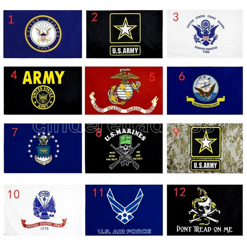 

US Army Flag Air Force Skull Gadsden Camo Army Banner US Marines USMC 13 styles Direct factory wholesale 3x5Fts 90x150cm sxa7