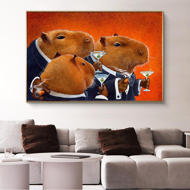

Paintings The Capybara Club Canvas Painting Abstract Animals Posters And Prints Modern Wall Art Pictures For Living Room Home Decoration