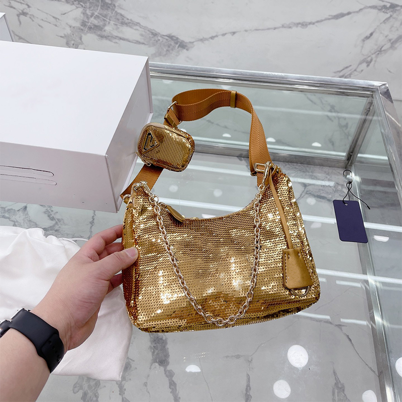 

Hot Classic sequined fashion shoulder bag 3-in-1 large capacity Hobo designer handbag 2022 The New Banquet Luxurious Crossbody Designer Bags Women Handbags, Black