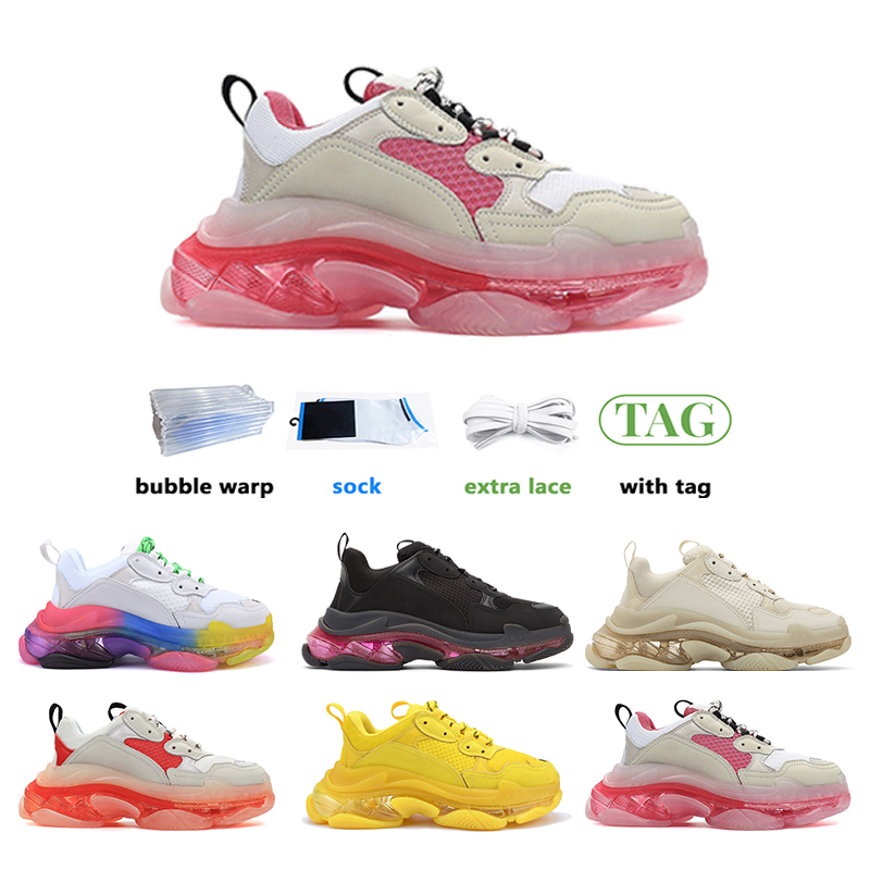 

new 2022 Clear Sole white running shoes man and woman Beige Grey Neon Green Pink fluorescence triple Black Pink, #13