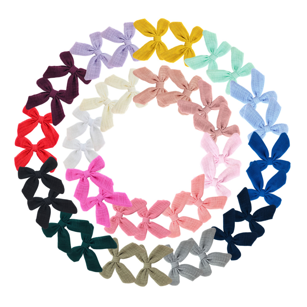 

Cute 4" Solid Linen Cotton Bows Hair Clips Baby Hairpins Girls Hair Bow Kid Knotbow Barrette Hair Accessories, Mixed color