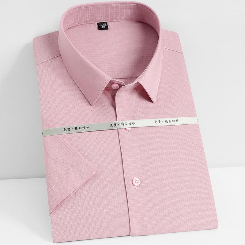 

Men's Casual Shirts Bamboo Fiber Men Dress Short Sleeve For Summer Business Mens Striped Social Shirt Plaid Comfortable Soft 2022, D301