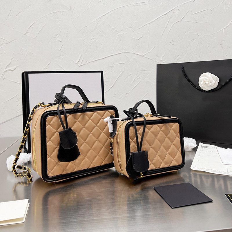 

Top Quality Designers Handbags Make up bags shoulder Wash Cosmetic Beauty lady Box Trunk crossbody bag for women chains purse Genuine leather messenger with box, Carton
