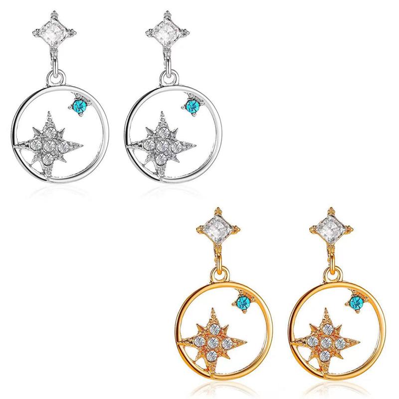

Dangle & Chandelier Rhinestone Circle Star Hoop Earrings For Women Earring Girls Lady Fashion Jewelry