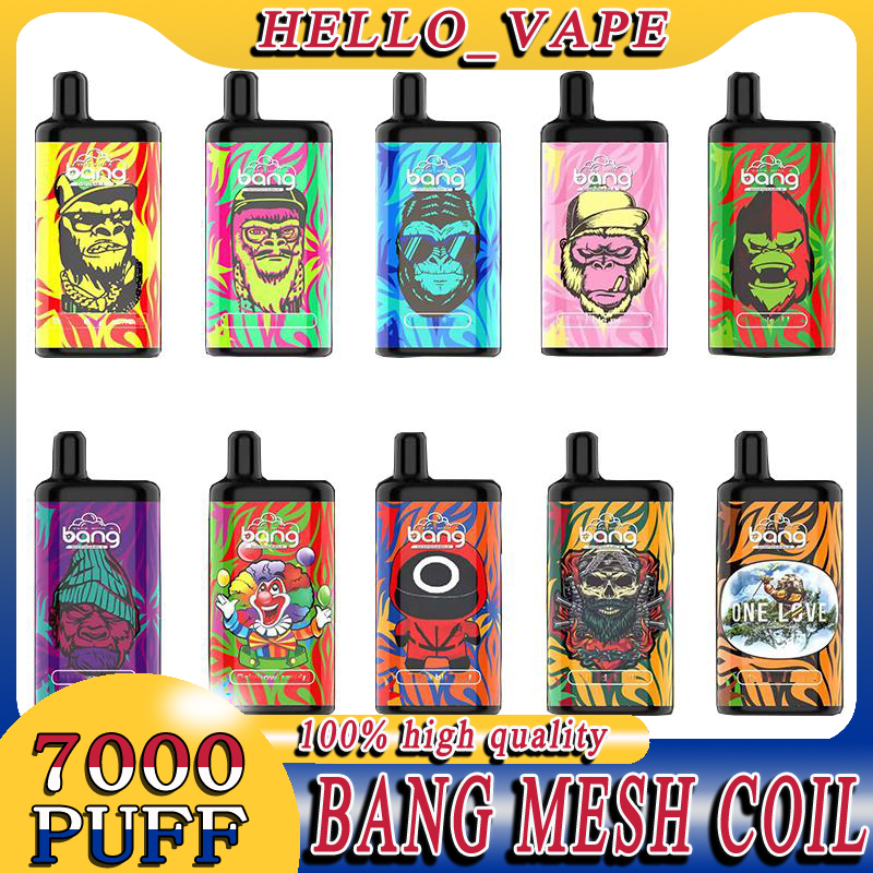 

Authentic Bang Mesh Coil 7000 puffs Disposable Vape Pod Puff E cigarette devices rechargeable Battery 850mAh 15ml Prefilled Box Kit VS
