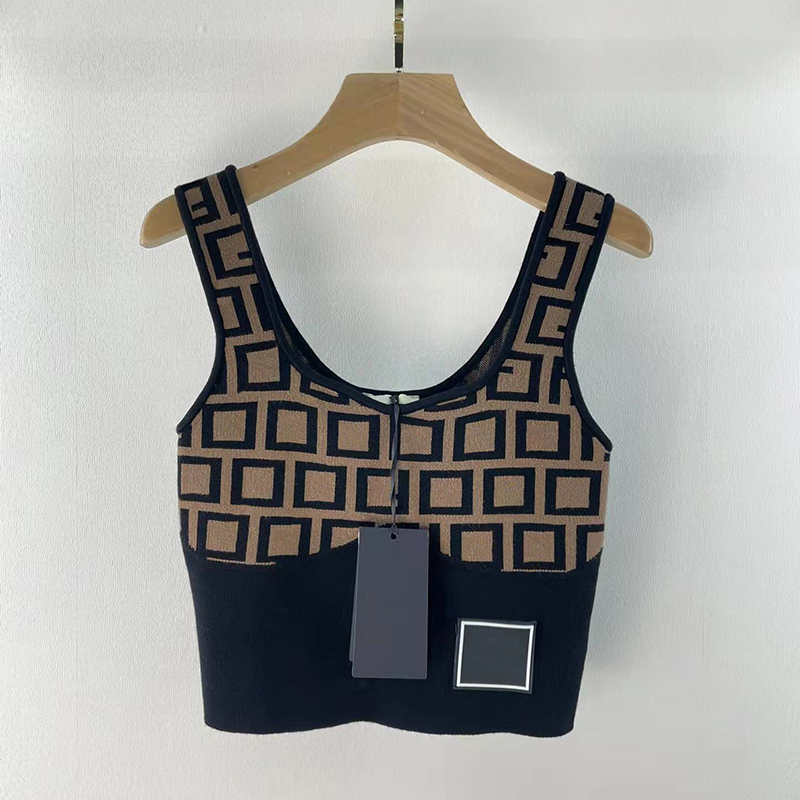 

Women Knits Vest Sleeveless Short Fitted Classic Lettered Print Top Multi Style Color