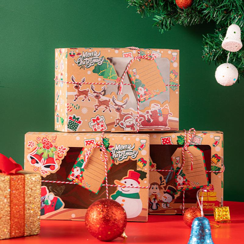 

Gift Wrap 3Pcs Christmas Boxes Toy Present DIY Packaging Decor Cartoon Clear Window Paper Box For Xmas Year 2022