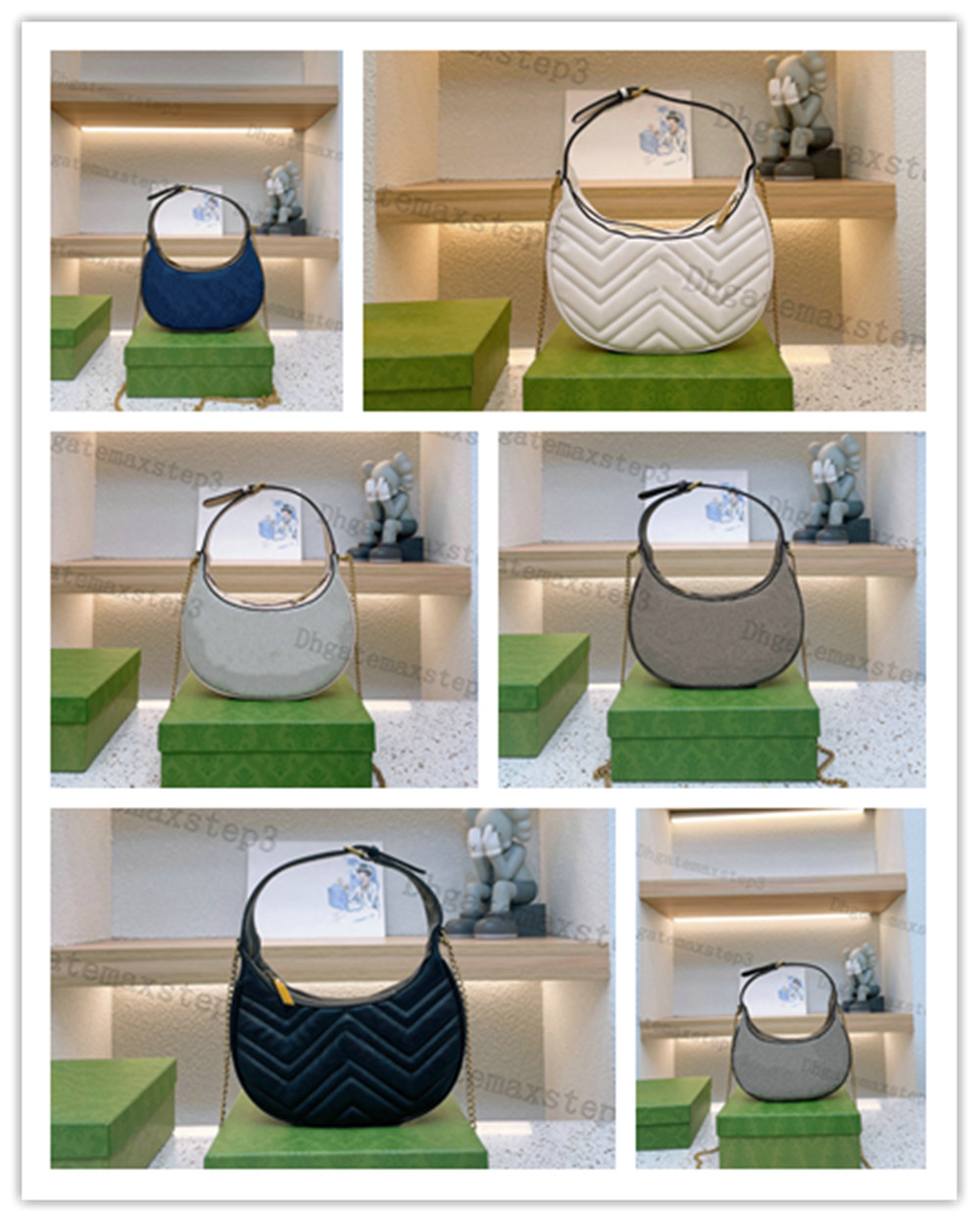 

Marmonts Mini Bag New Classic Chain Shoulderbag Beloved Crescent Vintage Casual Bags Doulbe Letter with Gold Metal Hardware Denim Canvas Embossing Monos Purse