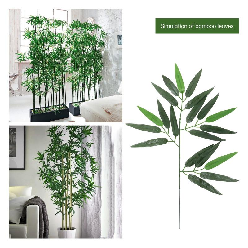 

Decorative Flowers & Wreaths 10pcs Branches Artificial Bamboo Leaves Silk Cloth Green Plastic Plants For Wedding Decoration Home Office Gard