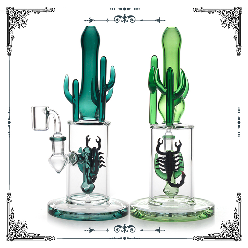 

Cactus shape Glass Bongs Hookahs Water Pipes with insert scorpion perc unique smoking pipes