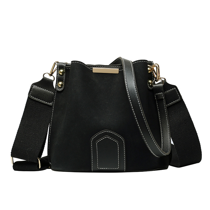 Myyshop Women Bags Simple PU Frosted Handbag Single Shoulder Bag with Versatile Bucket Bag 4 Colors 19*22*21*13cm PB0003