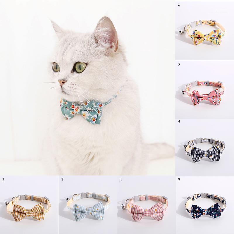 

Cat Collars & Leads Daisy Sunflower Print Fabric Cotton Dog Collar Pet Bow Tie Lovely Neck Strap Blue Pink Bowknot Cute For Small Middle