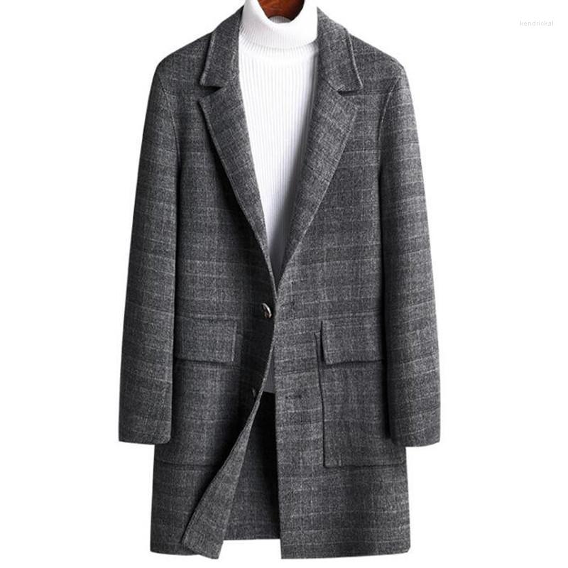 

Men's Wool & Blends Winter Jackets Overcoat For Male Leisure Worsted Dust Coat Clothing Men Kend22, Black grey