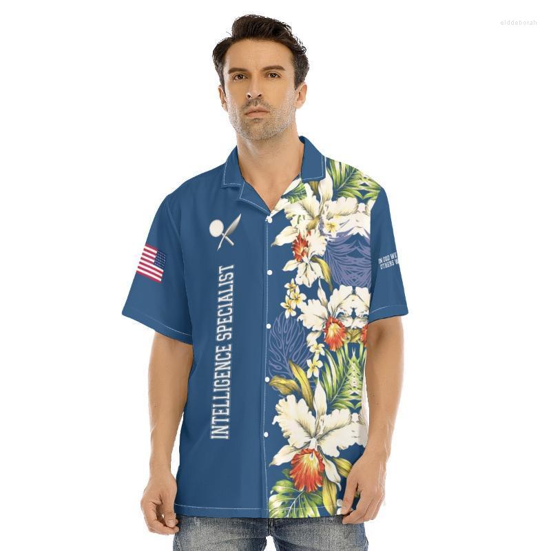 

Men' Casual Shirts Men Hawaiian Shirt Cool American Style Army Logo Print Summer Vacation Beach US Size Cuban Collar Aloha TopsMen' Eldd22, Zh13499a01