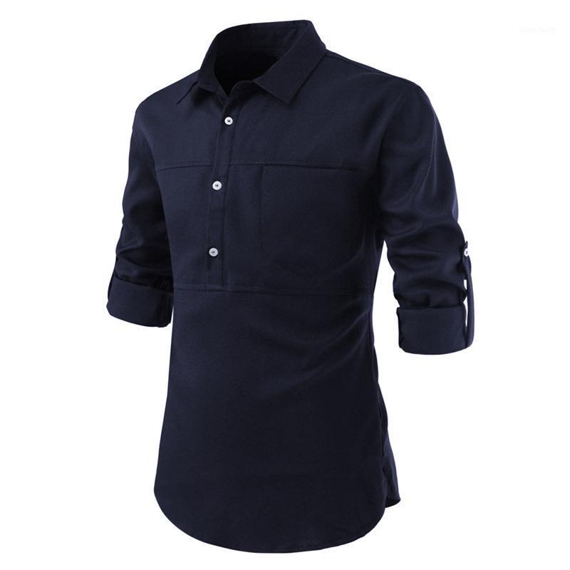 

Men's Casual Shirts 2022 Foreign Trade Style Slim Long-sleeved Hedging Splicing Shirt, Black