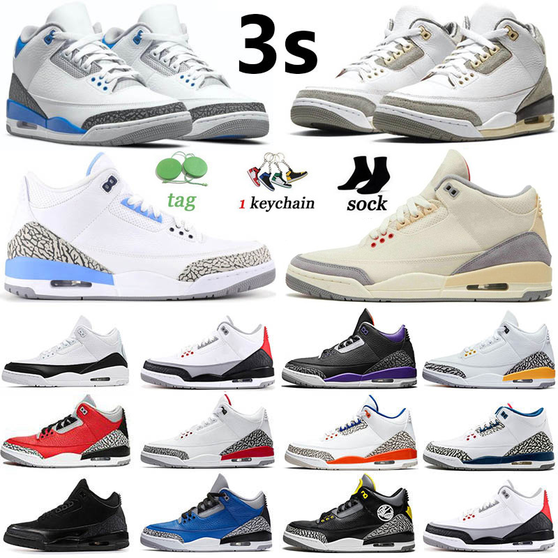 

Nike Air Jordan Retro 3s Men Basketball Shoes Jumpman Cardinal Red Pine Green Racer Blue Cool Grey Hall of Fame Court Purple Laser Orange Mens Trainers Sports Sneakers, Box