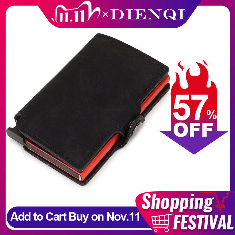 

DIENQI Thin Wallet Luxury Leather Security Men Women Card Holder Wallet Ridge wallets Mini Purse Red Magic Wallet 2021 Walet
