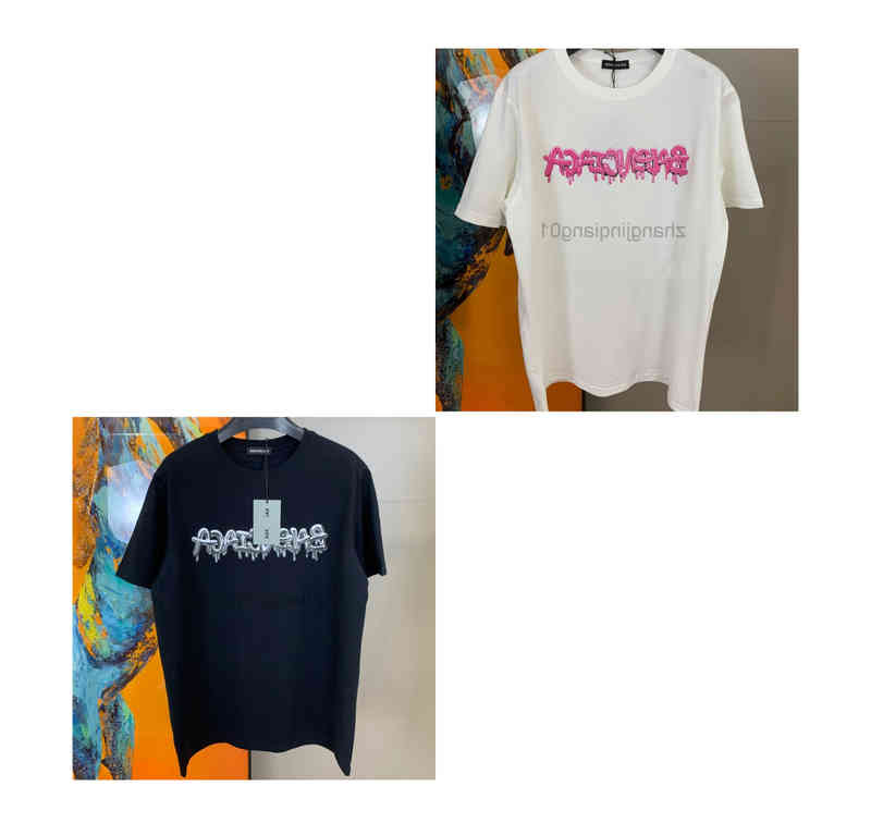 

Designer Balencigas T Shirt Vintage Oversized Sweat Luxe Fashion Jelly Letter Graffiti Printed Men Women Lovers Summer Large Loose Round Neck Tee, White