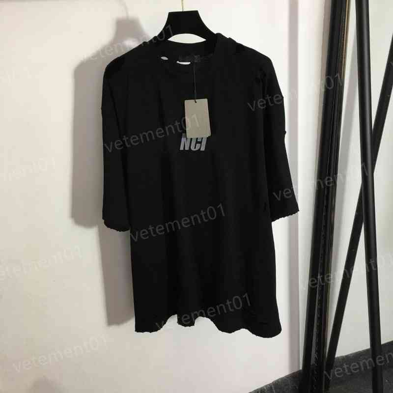 

Designer Womens T-Shirts Fashion Brand Irregular ripped letter print short-sleeved T-shirt Tops Luxury High Quality Summer Tees