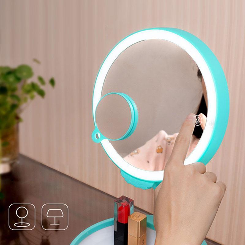 

Compact Mirrors Folding Cosmetic Mirror LED USB Charging Multi-functional Body Induction Nightlight Storage BaseCompact