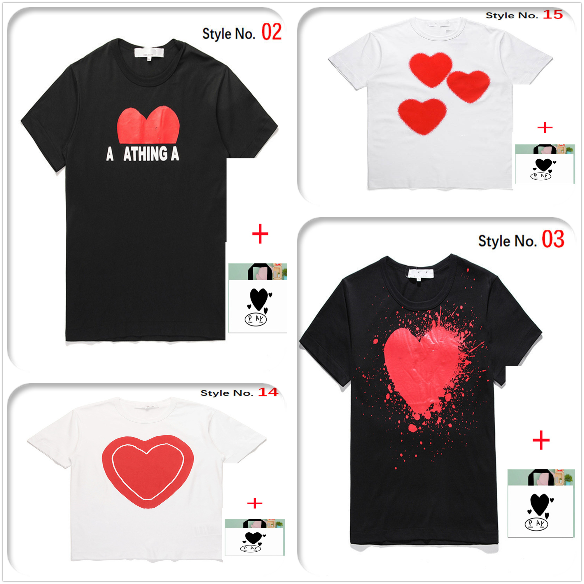

Men T-Shirts women Tee high-quality short-sleeved Japanese cotton t shirt embroidered red heart big love print smiley face couple bottoming collection B07, 1pcs buttons