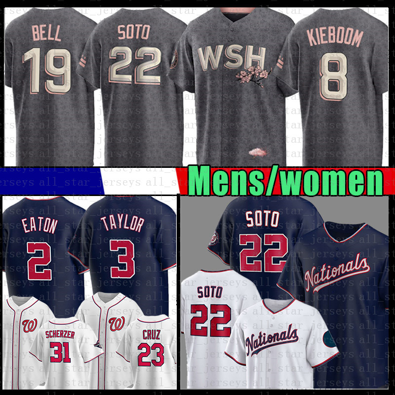 

22 Juan Soto Nelson Cruz Nationals Baseball Jersey Josh Bell Keibert Ruiz Lane Thomas Cesar Hernandez Carter Kieboom Stephen Strasburg Luis Garcia Alcides Escobarv, Mens(guomin)