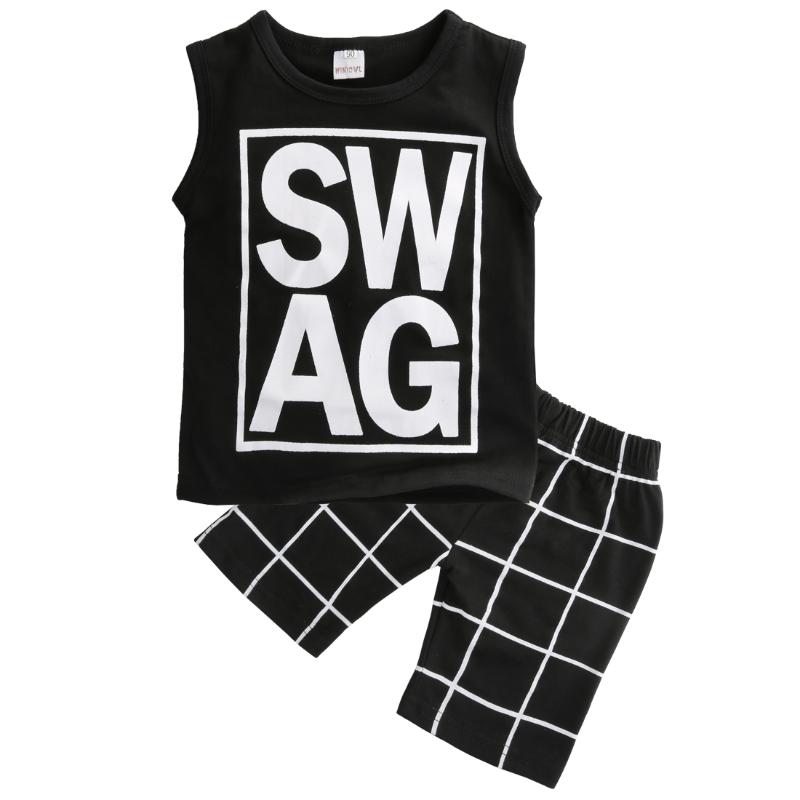 

Clothing Sets 1-6Y Summer Kids Boys Clothes 2pcs Letter Sleeveless Vest Tops Plaid Printed Elastic ShortsClothing, As pic