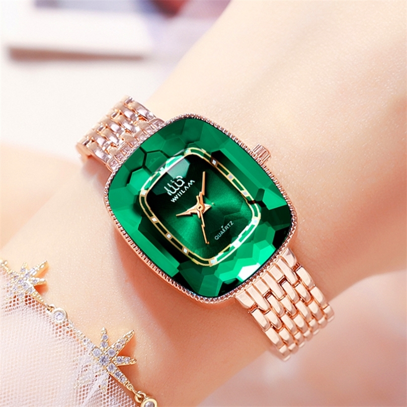 

WIILAA Green Diamond Style Luxury Women Quartz Watch Creative Unique Ladies Wrist Watch For Female Clock relogio feminino 220421