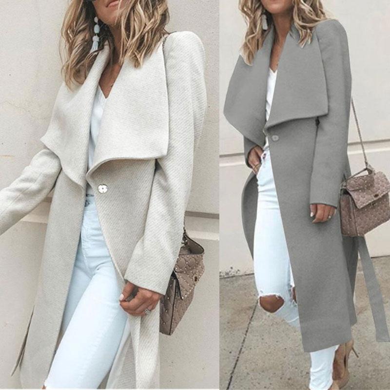 

Women's Wool & Blends Women Fashion Long Sleeve Woolen Coat Loose Casual Soild Color JacketWomen's, Red