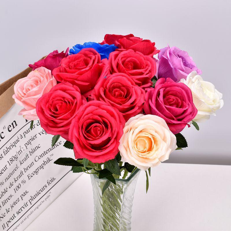 

Decorative Flowers & Wreaths Single Rose Artificial Flower Home Wedding Decoration Props Fake Bouquet Factory Wholesale