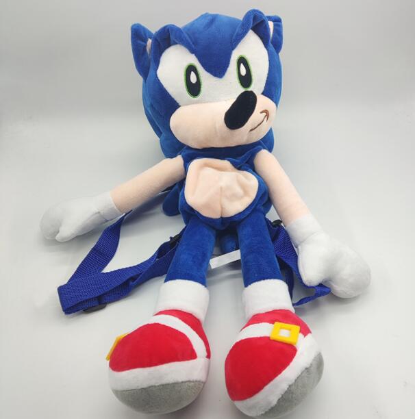 

45cm Sonic model plush toys bag Hedgehog Figure Short plush school bags Go shopping Deco backpack Children man woman outdoor Toy, Customize