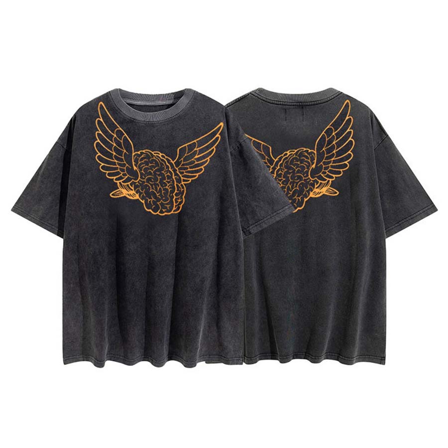 Cotton T shirt Hip-Hop Vintage Black Tees Printed Men Women Tee Oversized T-Shirts